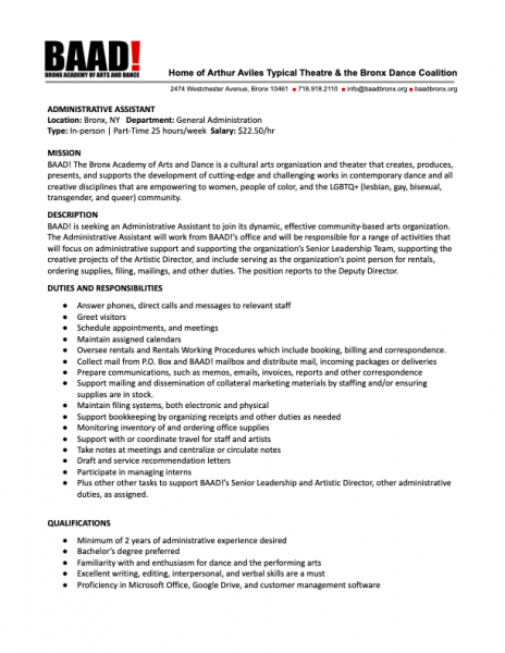 Administrative Assistant - Job Description