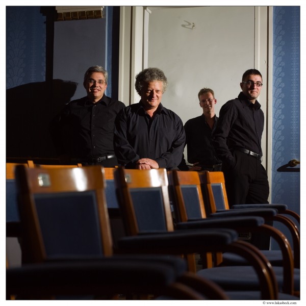 Pictured: (Left to Right) Lucas Fels, Irvine Arditti, Ralf Ehlers , and Ashot Sarkissjan. Members of the Arditti Quartet