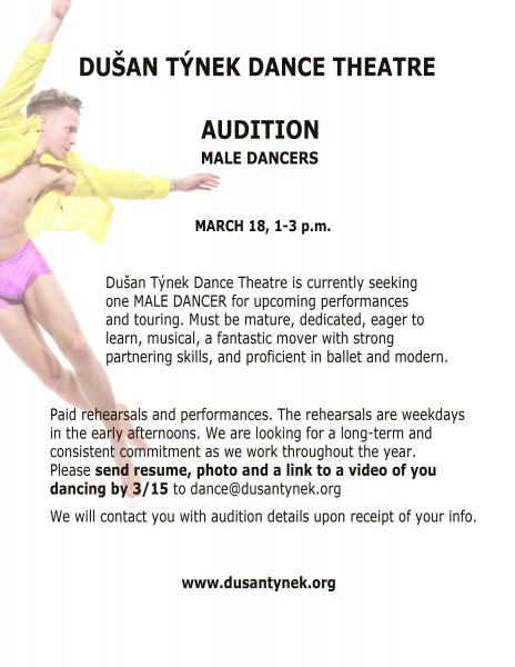 Dusan Tynek Dance Theatre seeks One Male Dancer
