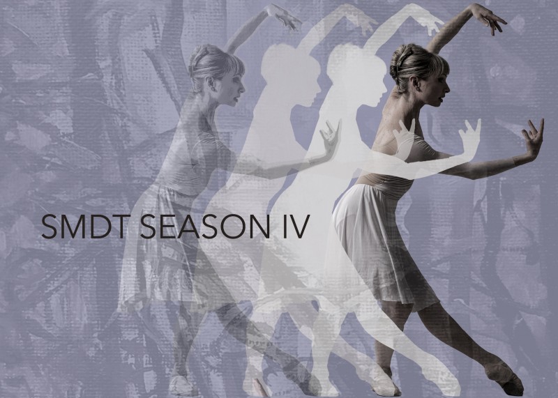 Several cut out images of a ballerina create an outline in a field of light purple artwork, Text reads "SMDT SEASON IV"