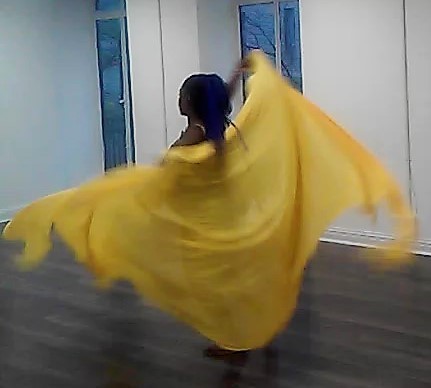 "Lifted"  fabric dance of embracing self acceptnce