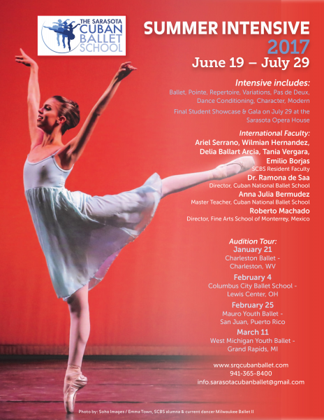 2017 Summer Intensive Audition Flyer - Sarasota Cuban Ballet School
