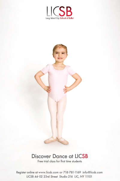 Preschool aged dancer in ballet uniform 