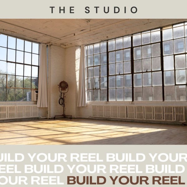 This image is a photo of a light filled studio space with wood floors.