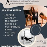 A flyer posting for a Barre Certification Teacher Training In NYC 