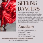 Seeking Male and Female Dancers with Experience in Jazz, Salsa, Samba ,and/or Afro-Latin Dance Forms