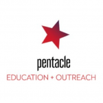 Pentacle red star logo with "education + outreach" below