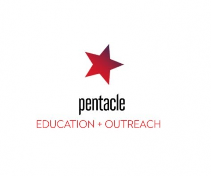 Pentacle red star logo with "education + outreach" below