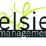 Elsie Management logo with the company's name spelled out and green curved lines in the background