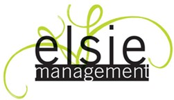 Elsie Management logo with the company's name spelled out and green curved lines in the background