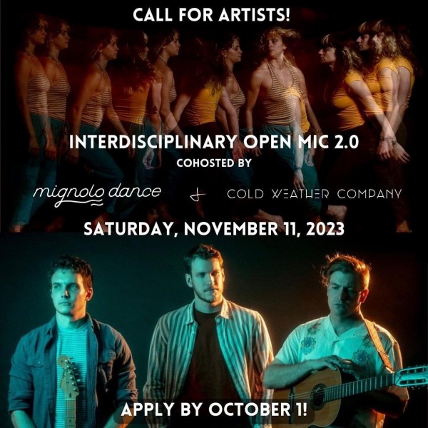 Ad for Interdisciplinary Open Mic Night at mignolo arts center
