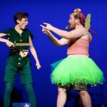 Two actors arguing with each other, one dressed as Peter Pan and the other as Tinkerbell