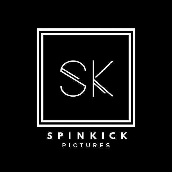 Spinkick Pictures Logo - black box with white text saying SK and underneath stating Spinkick Pictures