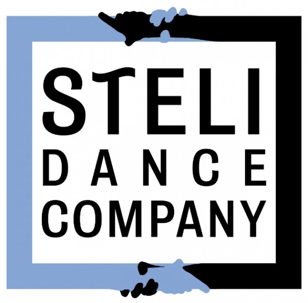 Image of “SteLi” logo. The words: “SteLi dance company” framed by two borders connected by interlacing hands. 