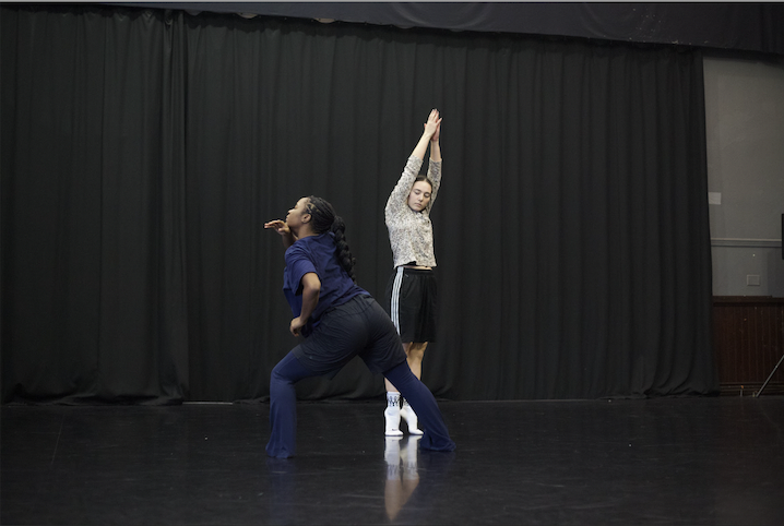 WIP 2024 participants, Heather and Brianna, perform a duet they created during the immersion project at the dance complex.