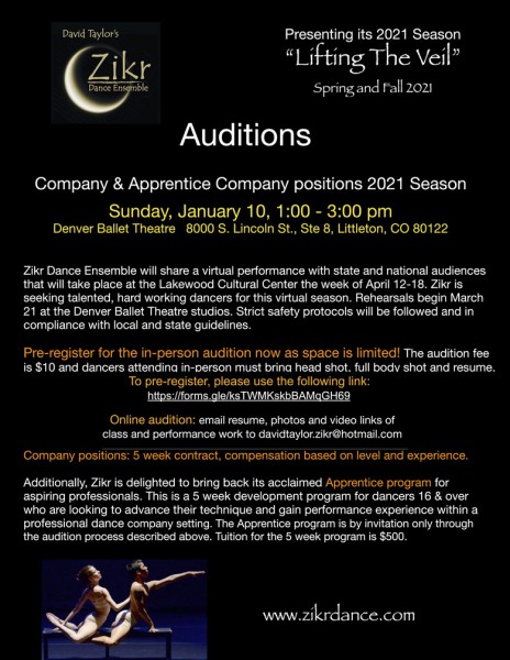 Audition information. 