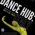 Flier with dancer arching their back with a yellow overlay on their photo. The background is black with white text