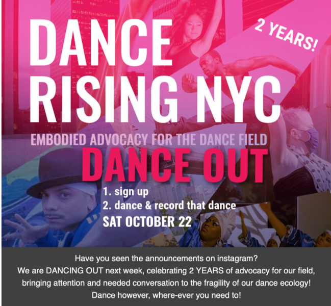 Dance Rising NYC flyer for Dance Out October 22