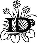 The letters "ID" surrounded by blooming black and white flowers