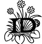 black floral ID initials over a white background