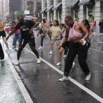 Company Dancer Marianna Koytsan leads a free House dance class at NoMad Dance Festival in the rain 