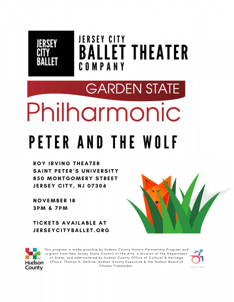 A flyer with information about Peter and the Wolf performance