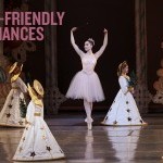 Principal Dancer Mira Nadon dances the Sugar Plum Fairy, wearing a light pink knee-length tutu amongst dancers dressed as Angels