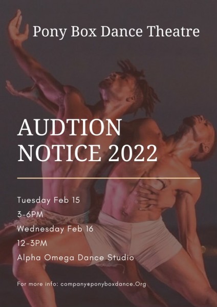 Audition Notice 2022, seeking male identifying artists