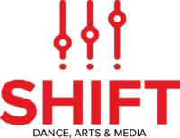 Logo with text SHIFT Dance, Arts & Media