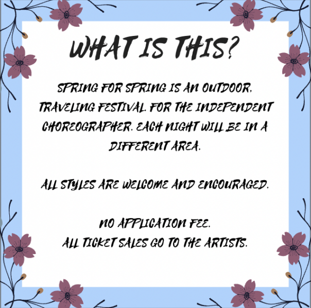 Apply to show your work at the Spring for Spring Dance Festival! 