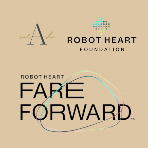 logos of sarAika - Robot Heart Foundation - Fare Forward