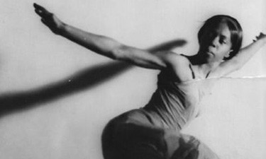 Black and white photo of Barbara Ensley dancing.