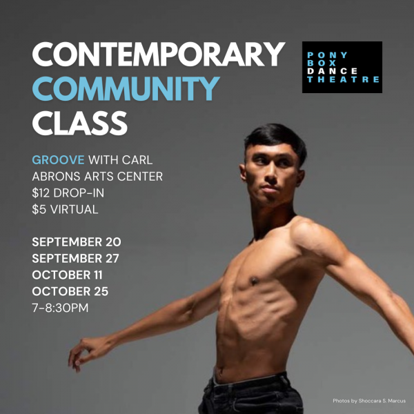 Close-up image of Carl with a grey background that reads "Contemporary Community Class"
