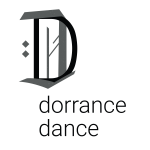 Dorrance Dance logo of a large D and the words "dorrance dance" written underneath slightly off center