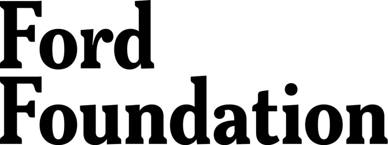 Black letters spelling "Ford Foundation" on a white background 