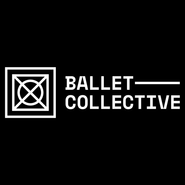 White BalletCollective logo against a black background