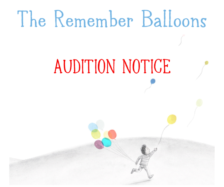 An illustrated young boy character in grey scale holding colorful balloons chases after one flying away.