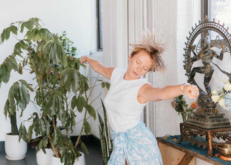 Mona Esser teaching dance chakra alignment at Madhura Studios