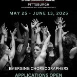 Flyer for the Springboard emerging choreographer program that depicts dancers reaching toward the sky