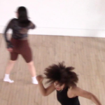 documentation of DIDIDADA. Three dancers in motion in a dance studio.