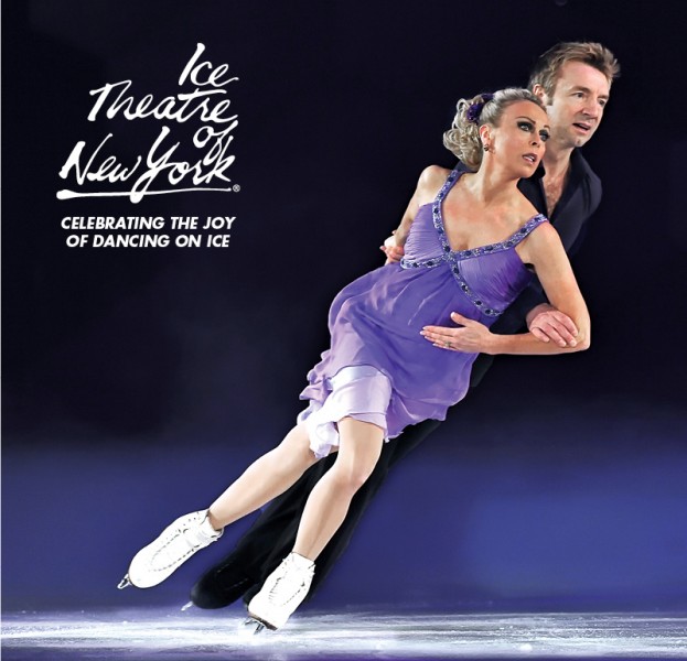 Ice Theatre of New York (ITNY) logo next to skating shot of 2022 Home Season Gala Honorees Torvill & Dean