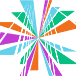 Dancewave logo depicting the Brooklyn bridge in rainbow color starburst