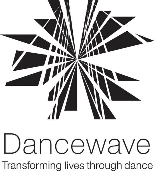 Image depicts the Dancewave logo  - black and white image of the brooklyn bridge in star formation