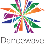 Dancewave logo depicting the Brooklyn bridge in rainbow color