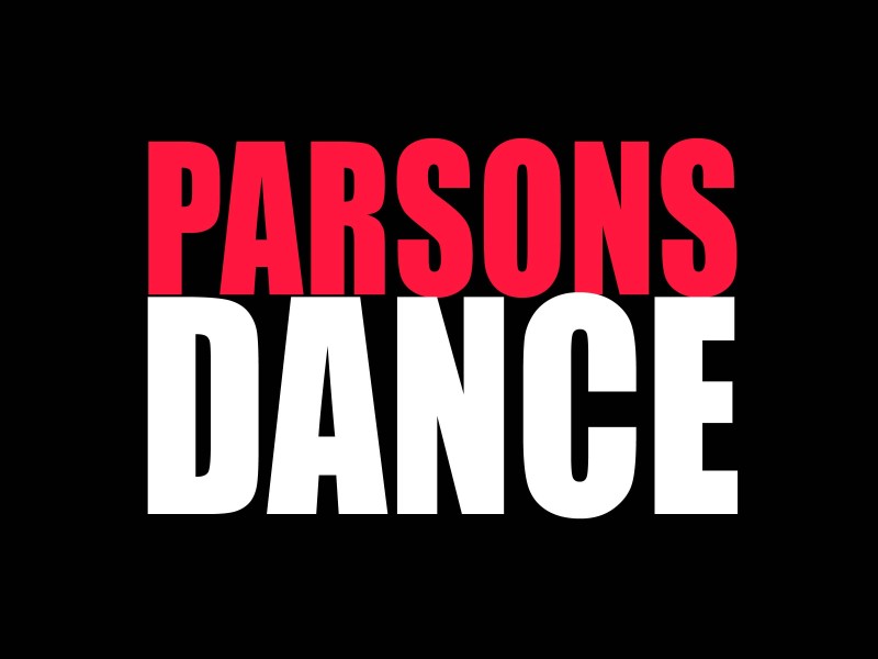 Parsons Dance Red and White Logo over Black Background