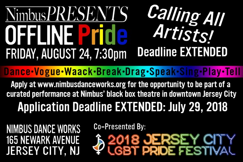 NimbusPRESENTS: OFFLINE Pride.  Calling All Artists - Application Deadline: July 29