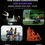 A poster with 4 images of Clymoves, Troy, Nancy, and BodyStories marketing the APAP showcase with date time and location