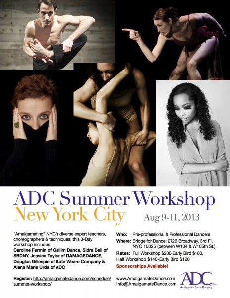 2013 Contemporary Summer Workshop featuring Caroline Fermin of GALLIM DANCE, Sidra Bell of SDBNY, and more!