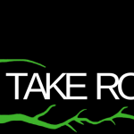 Take Root Logo- Black and white with a green vine
