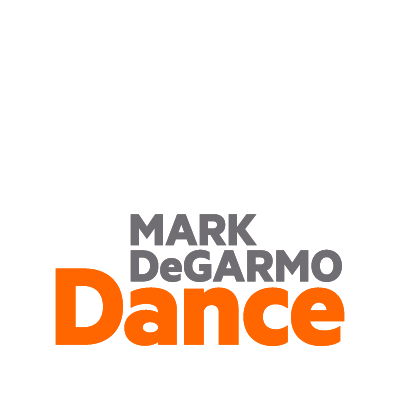 Mark DeGarmo Dance logo in gray and orange lettering
